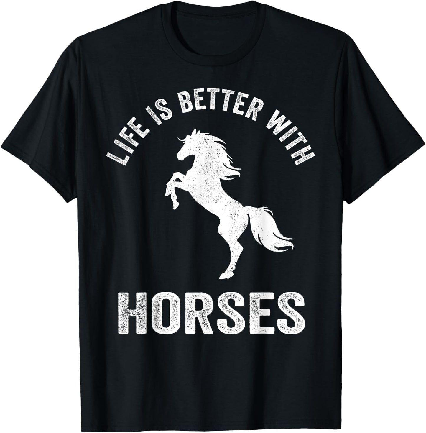 Cute Life Is Better With Horses Horseback Riding Shirt T-Shirt - T-Shirt | Black