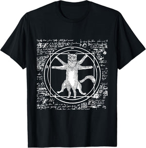 Leonardo Da Vinci Vitruvian cat lover T-Shirt - T-Shirt | Black