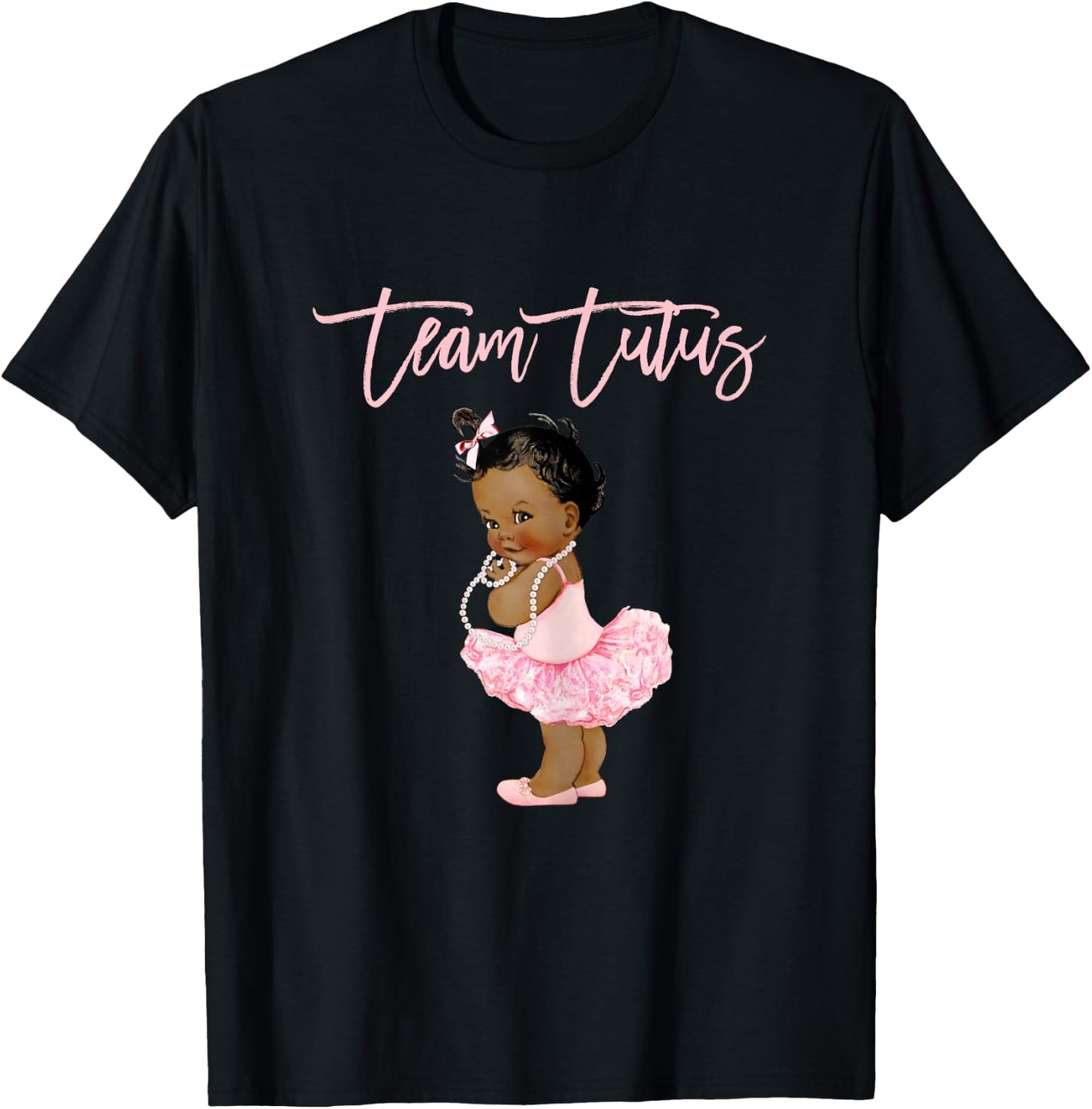 Team Tutus It's A Girl Gender Reveal Baby Shower Touchdown T-Shirt - T-Shirt | Black