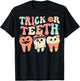 Retro Groovy Trick Or Teeth Dental Halloween Dentist T-Shirt - T-Shirt | Black