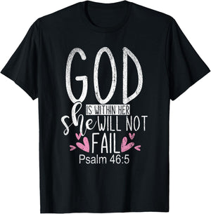 God Is Within Her She Will Not Fail Christianity Prayer T-Shirt - T-Shirt | Black