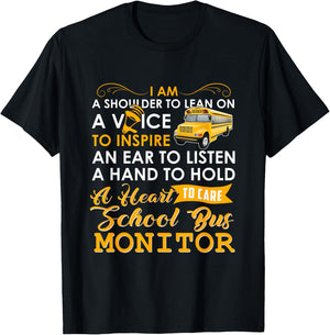 A Heart To Care School Bus Monitor Driver Speed Students Top T-Shirt - T-Shirt | Black
