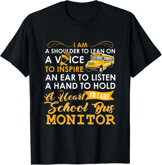 A Heart To Care School Bus Monitor Driver Speed Students Top T-Shirt - T-Shirt | Black