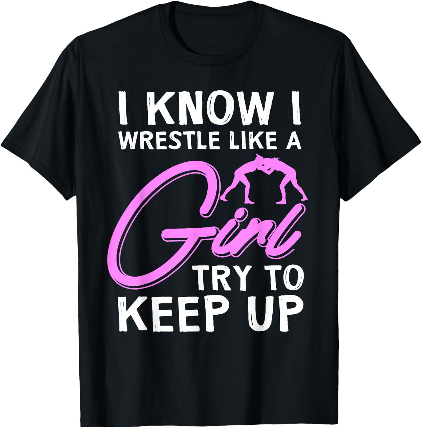 Funny Girl Wrestler Gift Cool Female Wrestling Lover Athlete T-Shirt - T-Shirt | Black