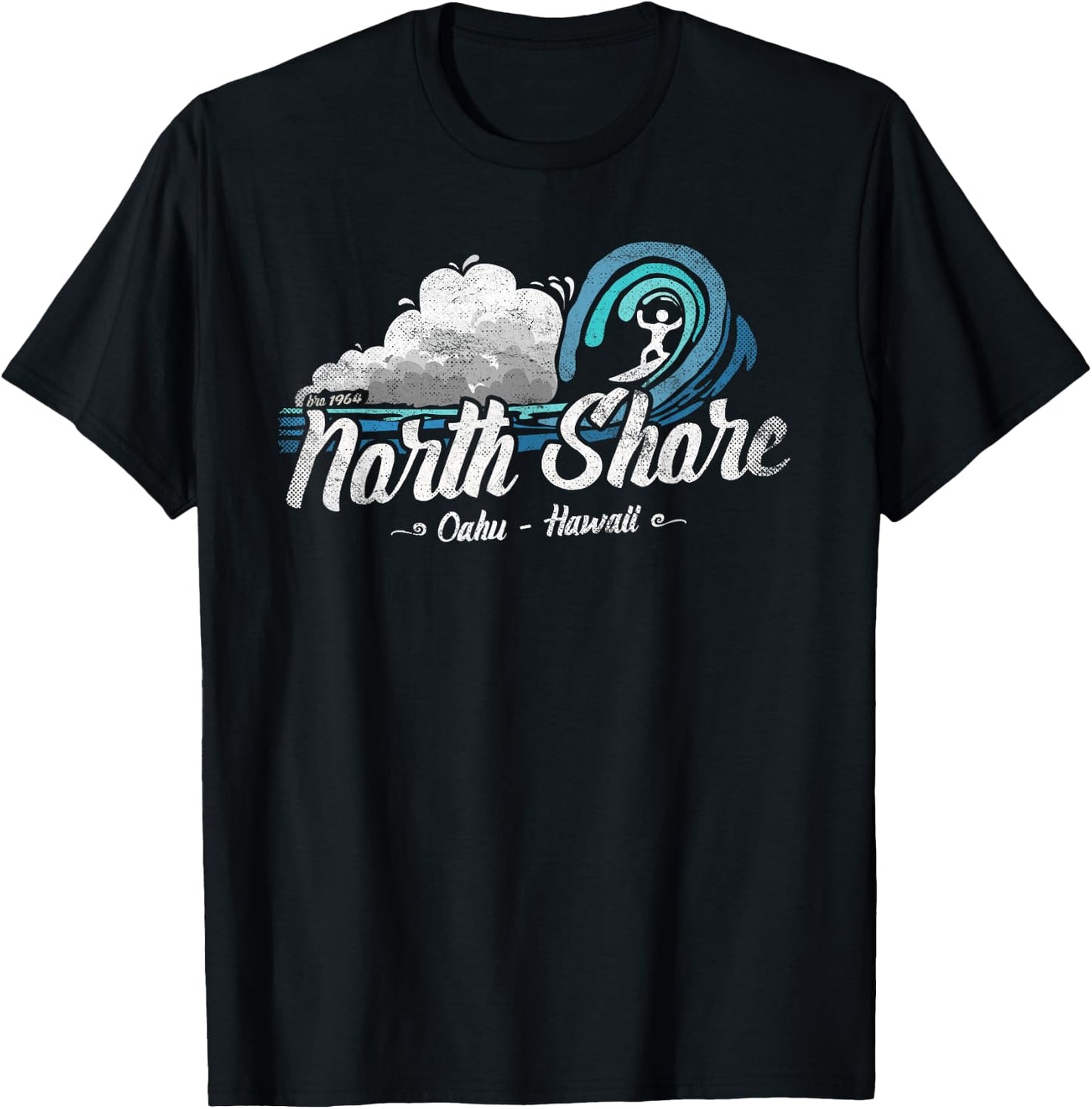 Vintage North Shore, Sunset Beach, Pipeline, Oahu, Hawaii T-Shirt - T-Shirt | Black