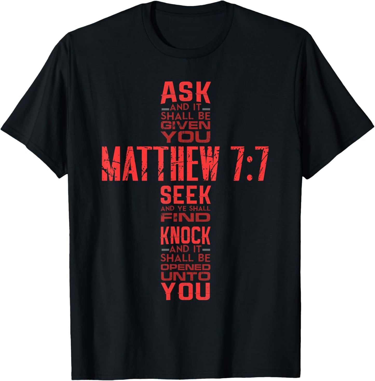 Matthew 7:7 Bible Verse Biblical And Spiritual T-Shirt - T-Shirt | Black
