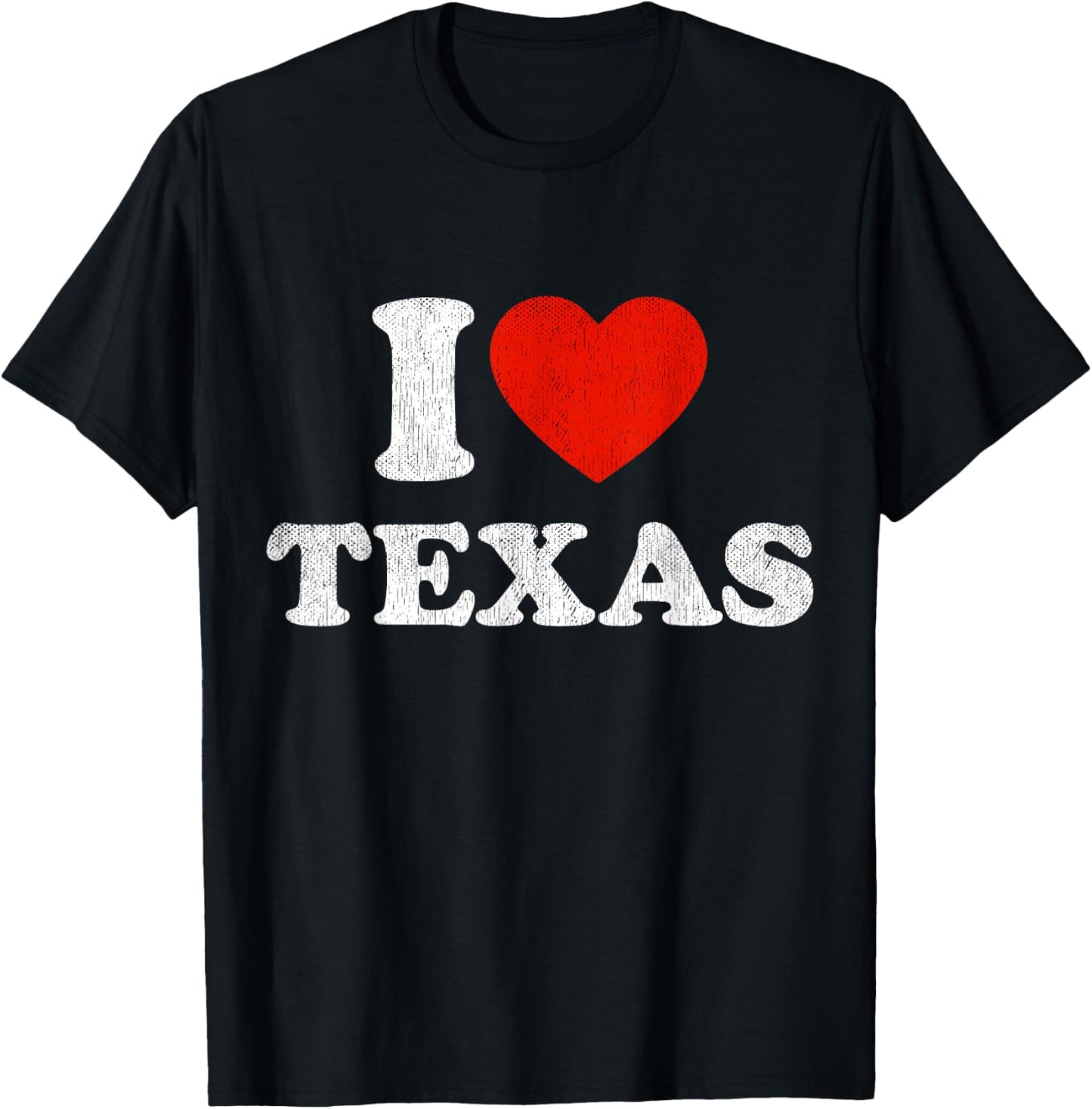I Love Texas Top Red Heart Shirt TX State Souvenir T-Shirt - T-Shirt | Black