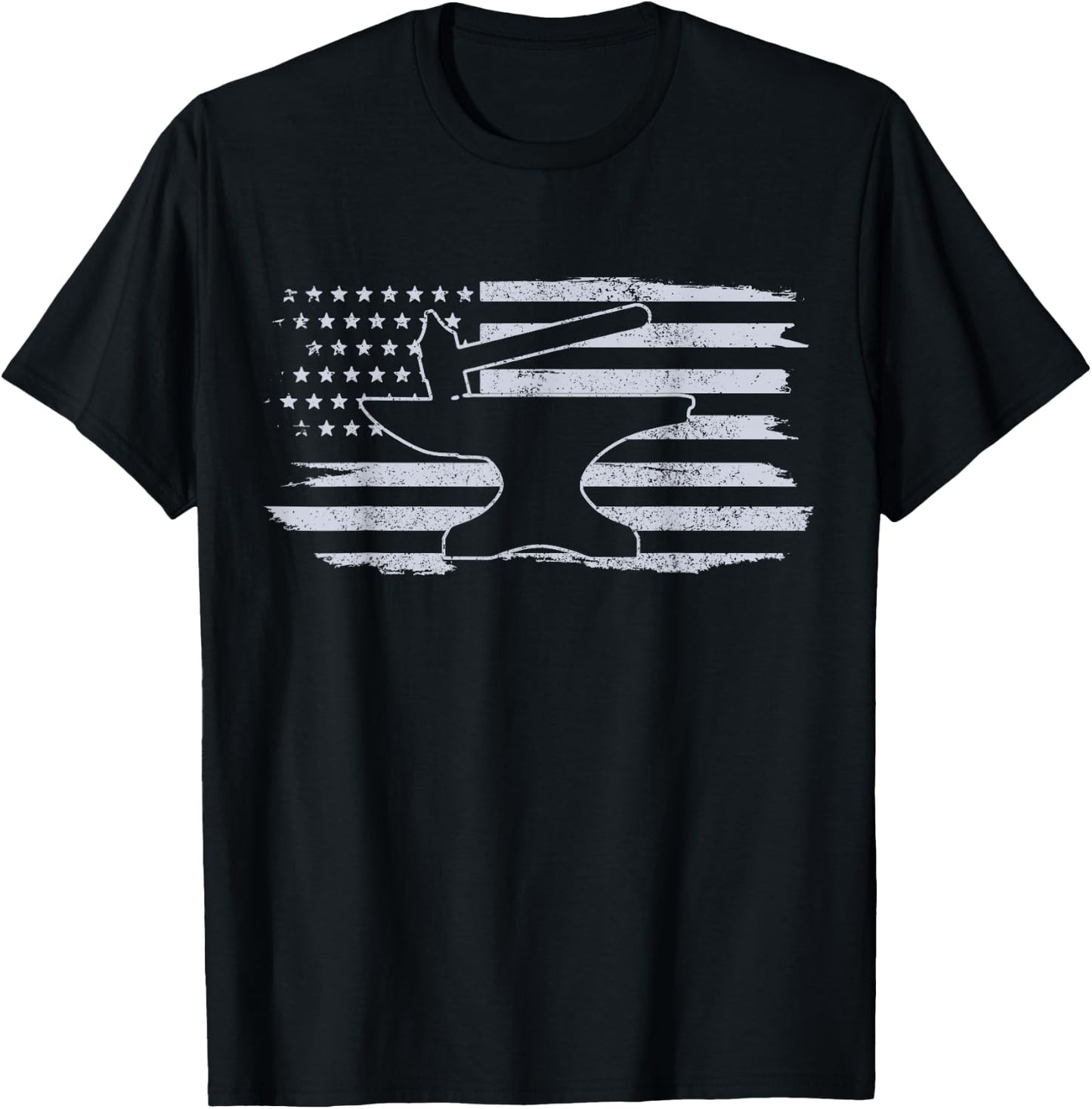 Blacksmith - Hammer Anvil USA Flag Knife Maker Steel Gift T-Shirt - T-Shirt | Black