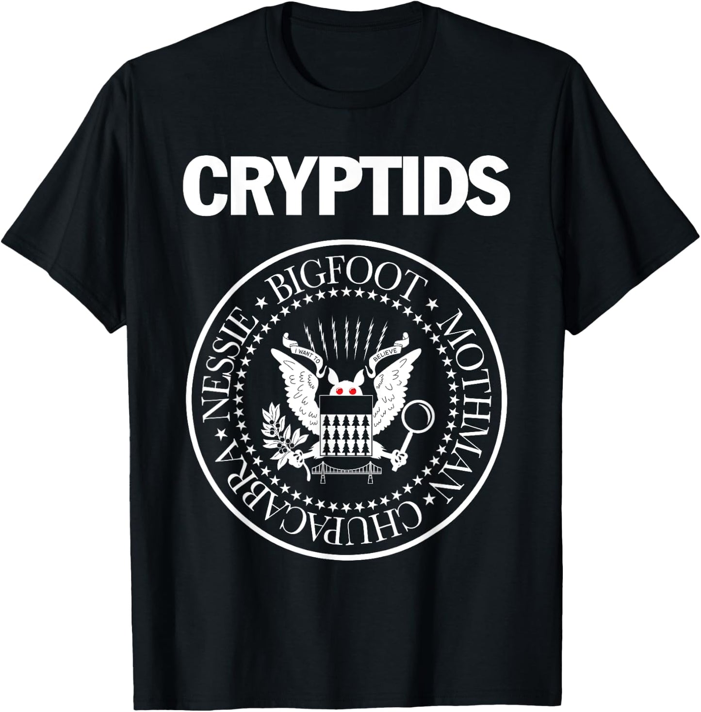 CRYPTIDS – Bigfoot Mothman Nessie Chupacabra Parody Punk T-Shirt - T-Shirt | Black