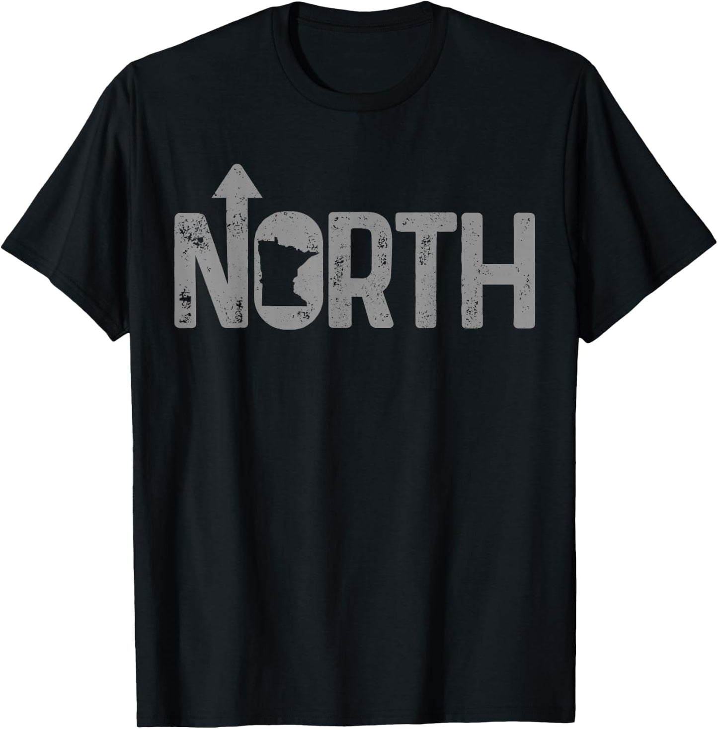 Minnesota Up North State Map Pride Gift T-Shirt - T-Shirt | Black