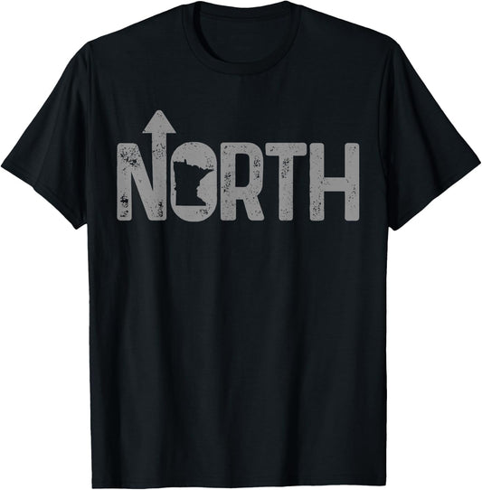 Minnesota Up North State Map Pride Gift T-Shirt - T-Shirt | Black