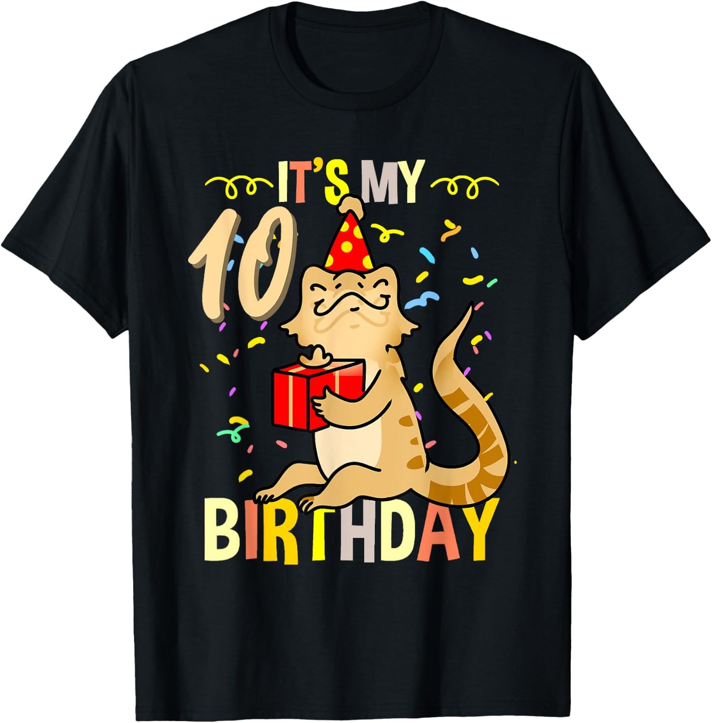 Its My 10th Birthday Bearded Dragon Lizard Lover T-Shirt - T-Shirt | Black
