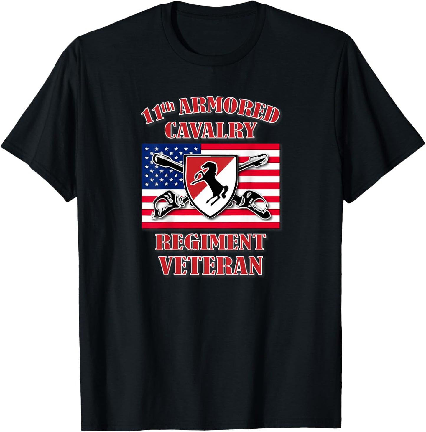 11th Armored Cavalry Regiment Veteran (Back Design) T-Shirt - T-Shirt | Black