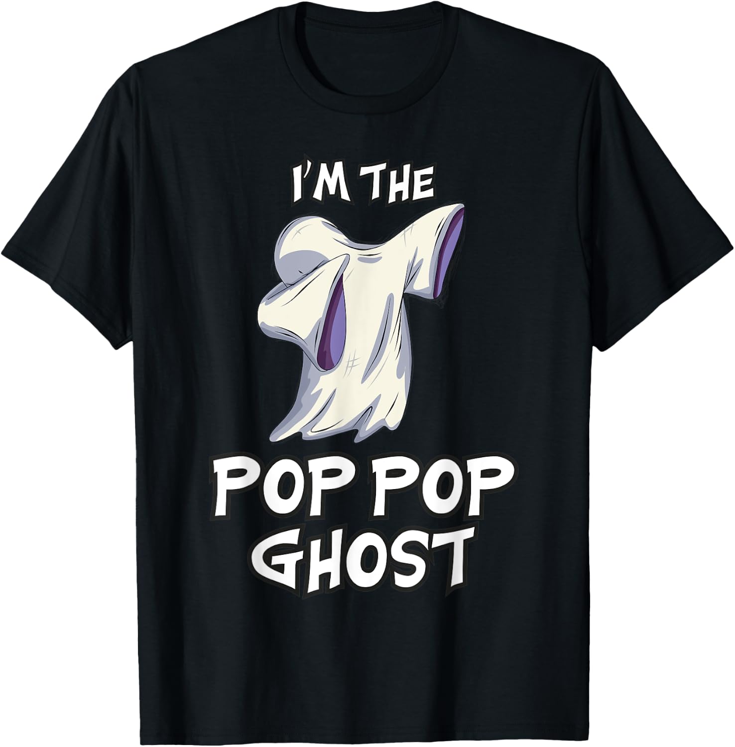 Pop Pop Ghost Halloween Matching Family Costume Halloween T-Shirt - T-Shirt | Black