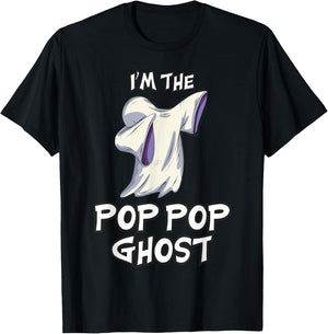 Pop Pop Ghost Halloween Matching Family Costume Halloween T-Shirt - T-Shirt | Black