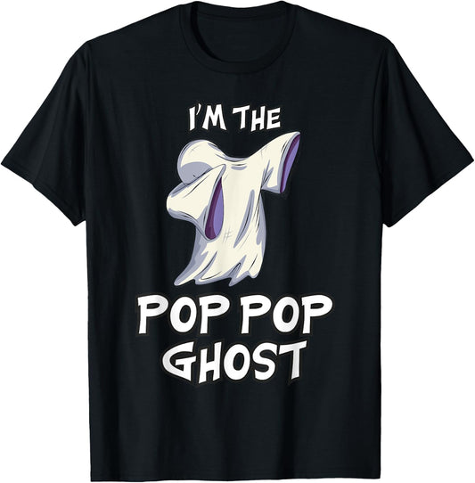 Pop Pop Ghost Halloween Matching Family Costume Halloween T-Shirt - T-Shirt | Black