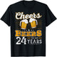 Funny Cheers And Beers To My 24 Years 24th Birthday T-Shirt - T-Shirt | Black