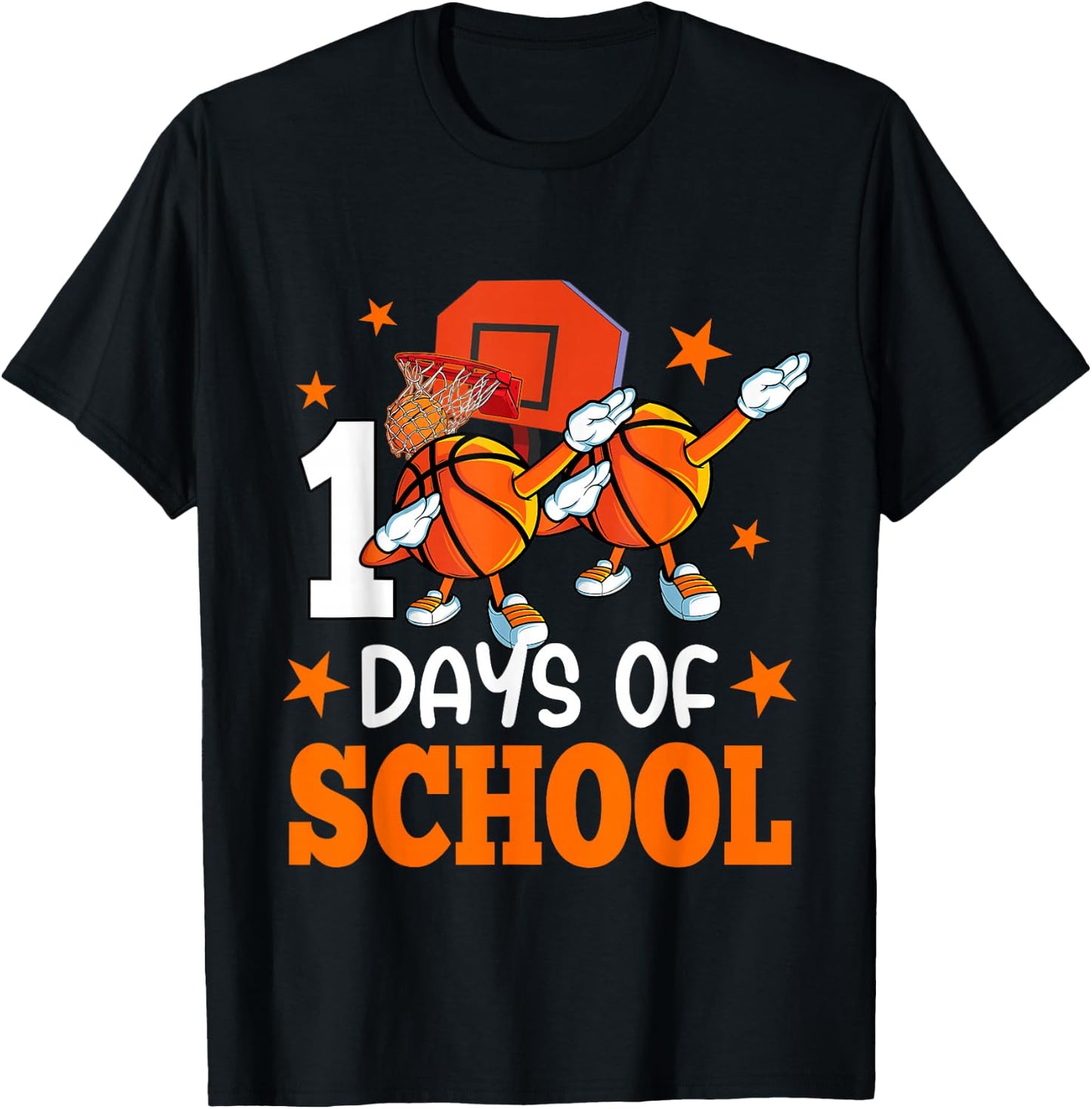Boys Happy 100 Days Of School Basketball Teacher Students T-Shirt - T-Shirt | Black