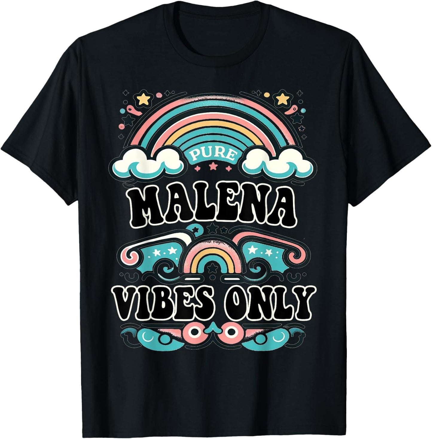 MALENA Vibes Only Cute Retro Girls MALENA Name T-Shirt - T-Shirt | Black