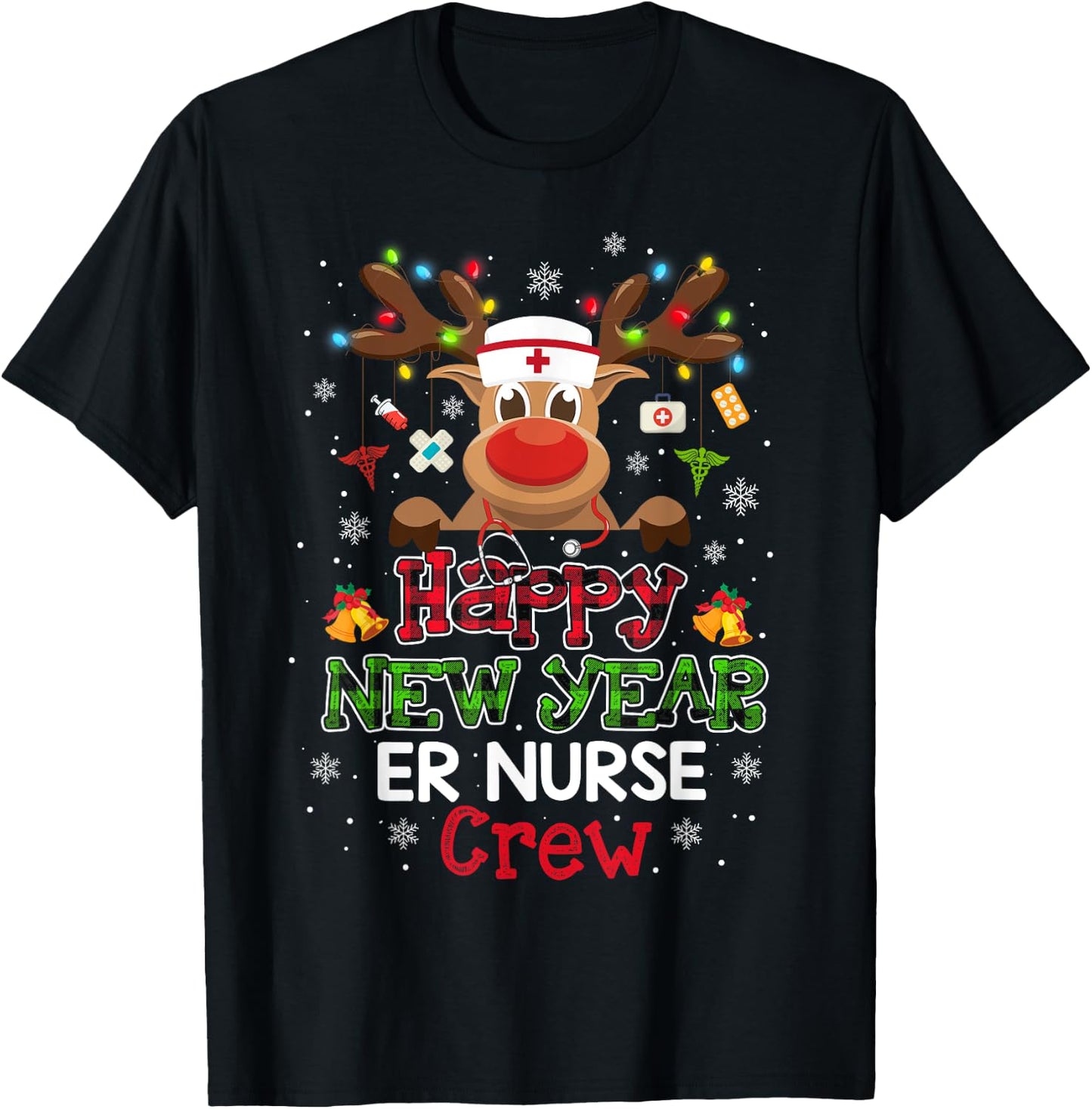 Happy New Year ER Nurse Crew Christmas Lovely Gifts T-Shirt - T-Shirt | Black