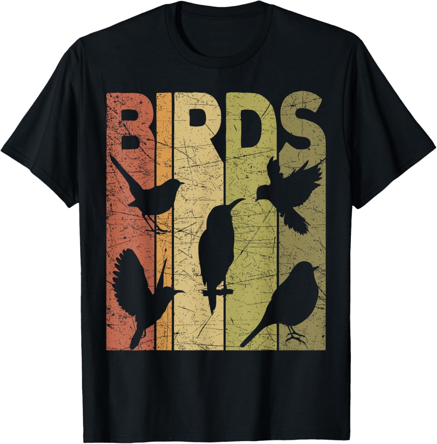 Birds Vintage Birdwatching Retro Ornithology Birdwatcher T-Shirt - T-Shirt | Black