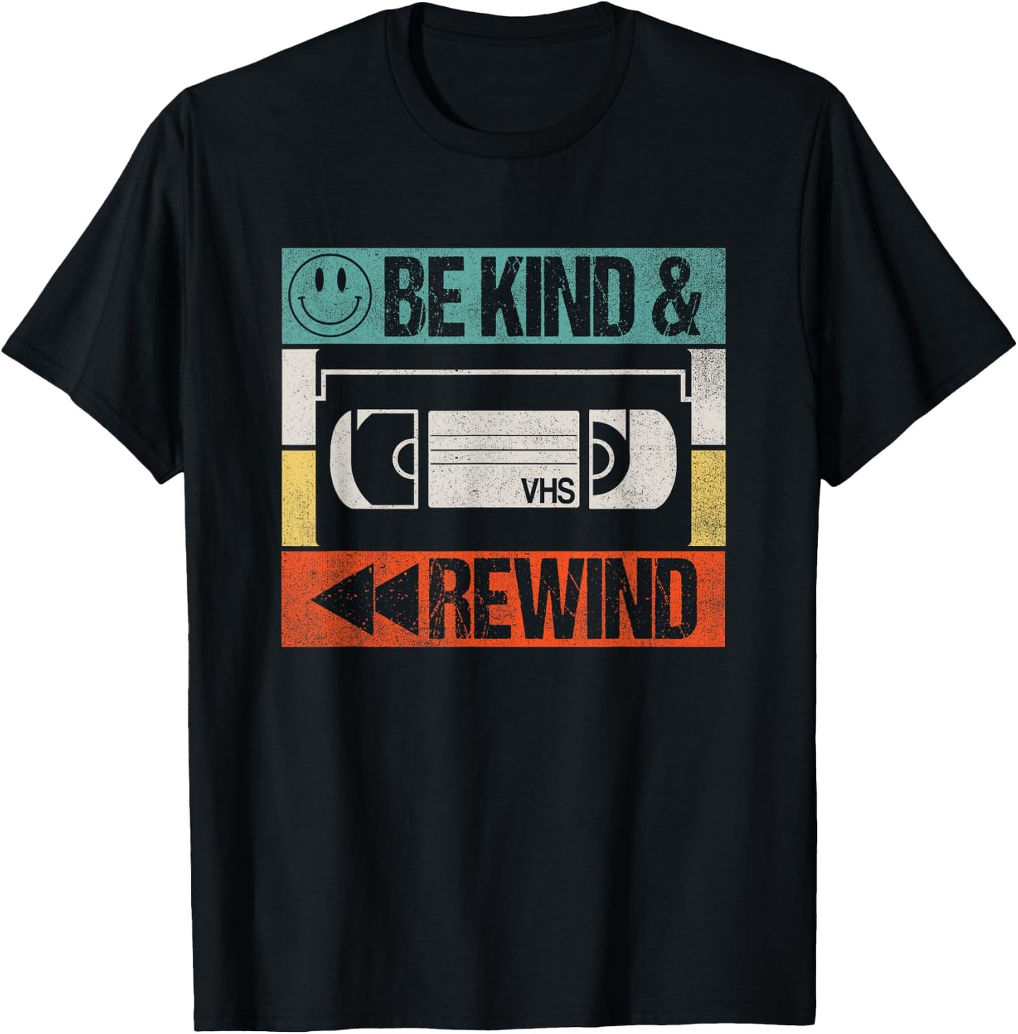 Be Kind & Rewind - Vintage Retro 90's Nostalgic 80's T-Shirt - T-Shirt | Black
