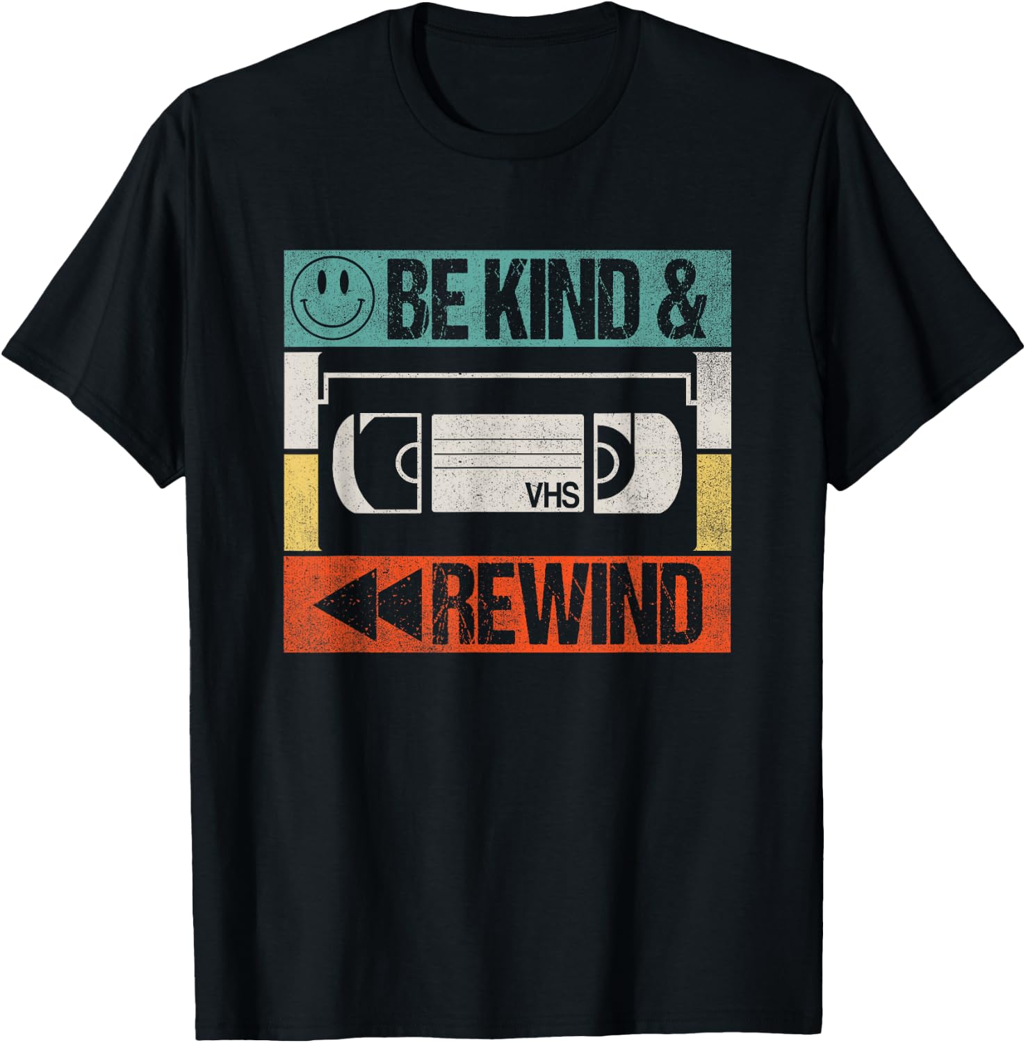 Be Kind & Rewind - Vintage Retro 90's Nostalgic 80's T-Shirt - T-Shirt | Black