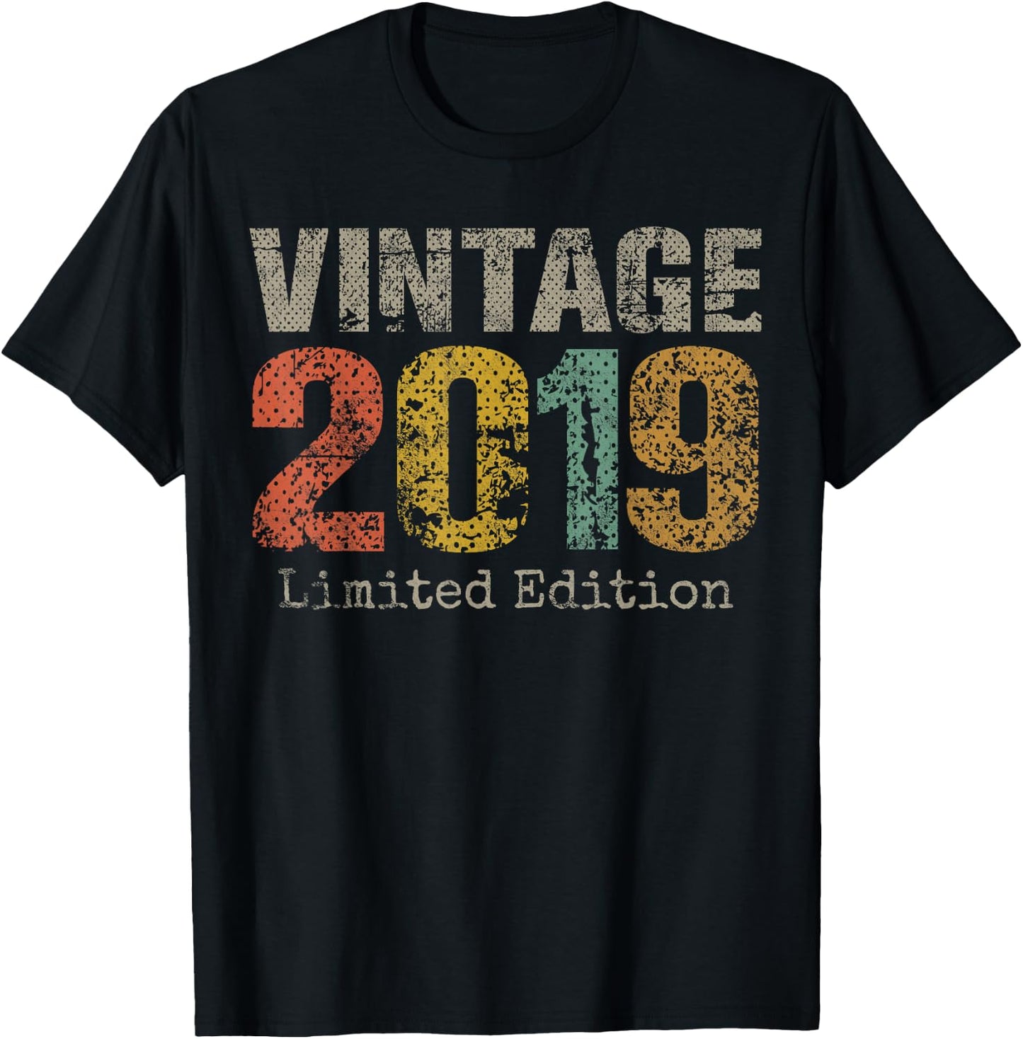 Vintage 2019 Limited Edition 6th Birthday Gifts 6 Year Old T-Shirt - T-Shirt | Black