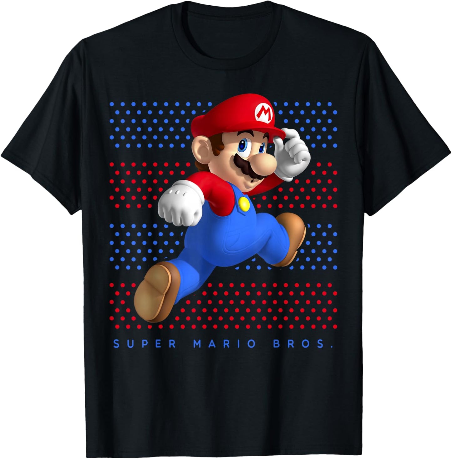 Super Mario Running Polka Dots T-Shirt - T-Shirt | Black