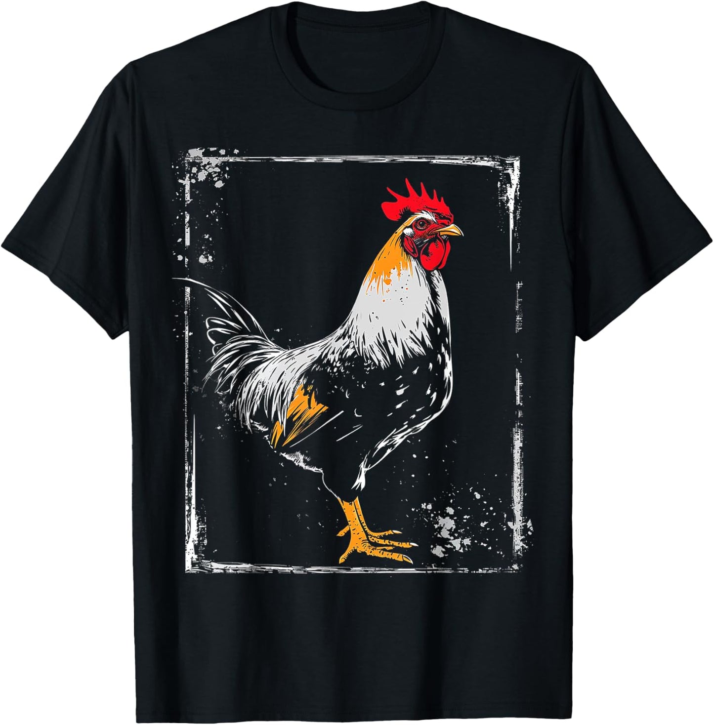 Chicken Painting Drawing Animal Art Graphic Chicken T-Shirt - T-Shirt | Black