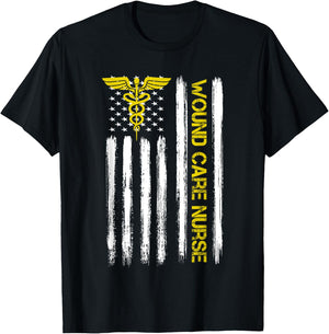American Flag Wound Care Nurse | Nursing Department Wound T-Shirt - T-Shirt | Black