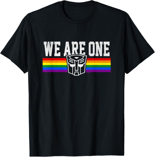 Transformers We are One Rainbow Vintage Autobot Stripe T-Shirt - T-Shirt | Black