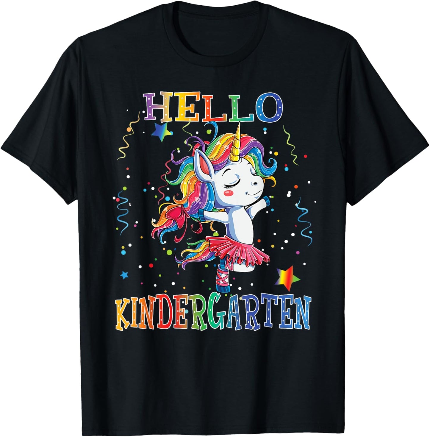 Hello Kindergarten Cute Unicorn First Day Of School Gifts T-Shirt - T-Shirt | Black