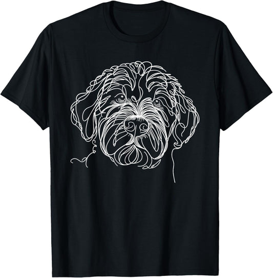 Line Art Portuguese Water Dog Portie T-Shirt - T-Shirt | Black