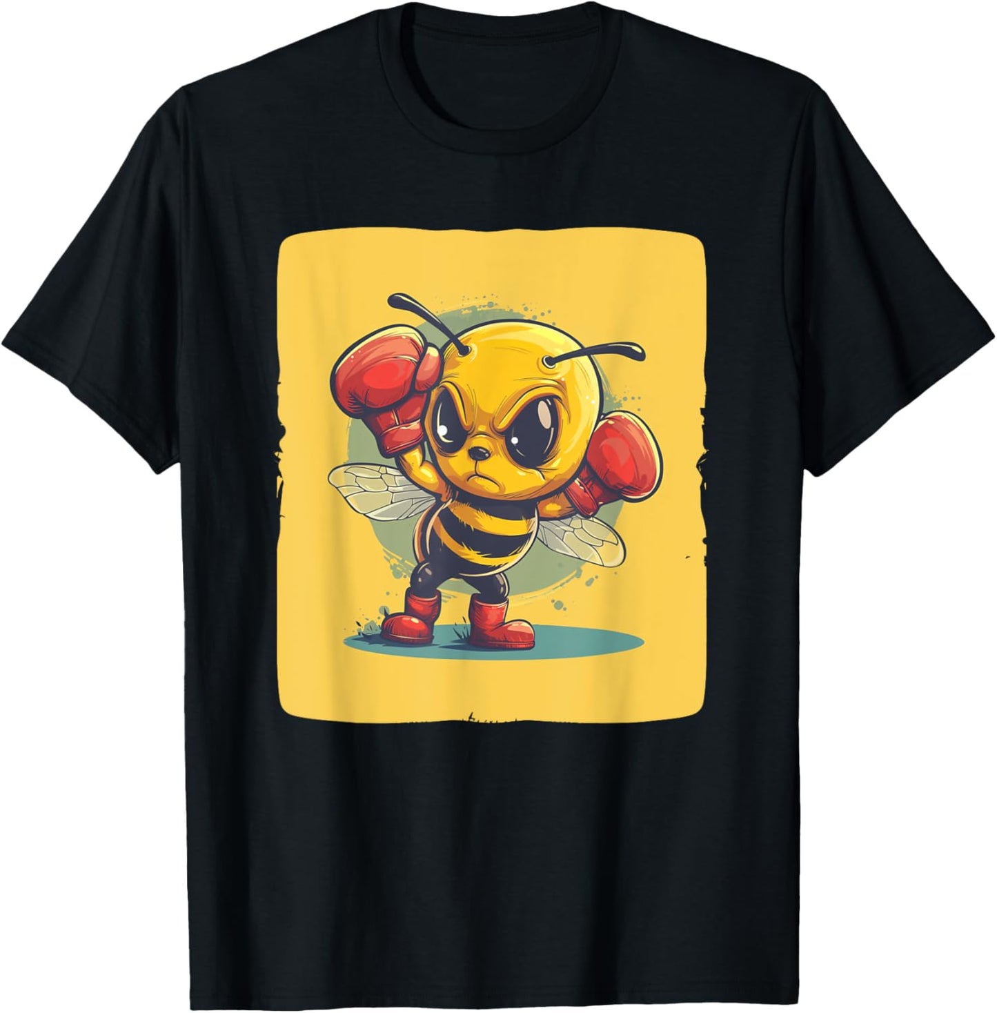 Angry Bee with boxing Gloves for funny Bees Lovers T-Shirt - T-Shirt | Black