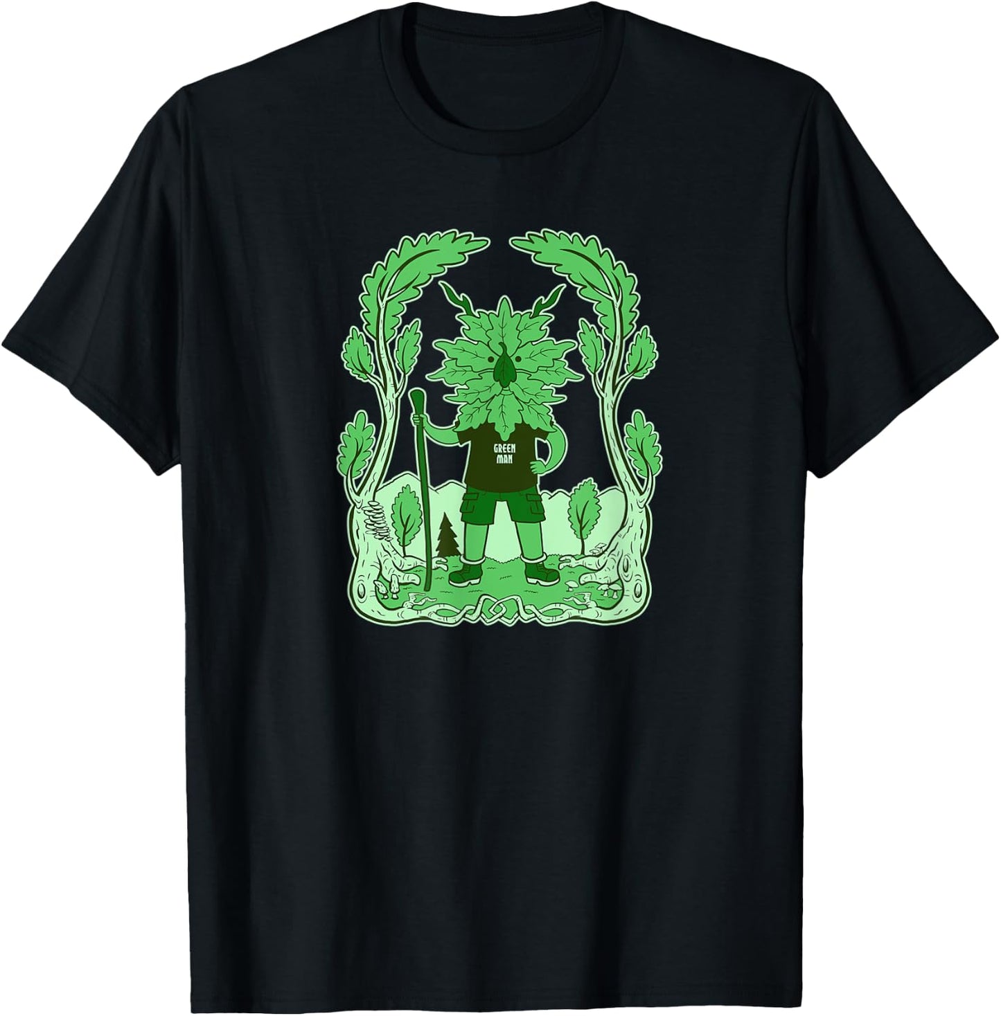 Mystic Green Man Nature Pagan Outdoors Forest Wilderness T-Shirt - T-Shirt | Black