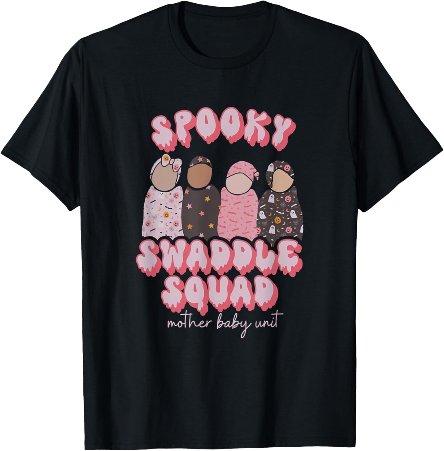 Spooky Swaddle Squad Halloween Nurse Mother Baby Unit T-Shirt - T-Shirt | Black