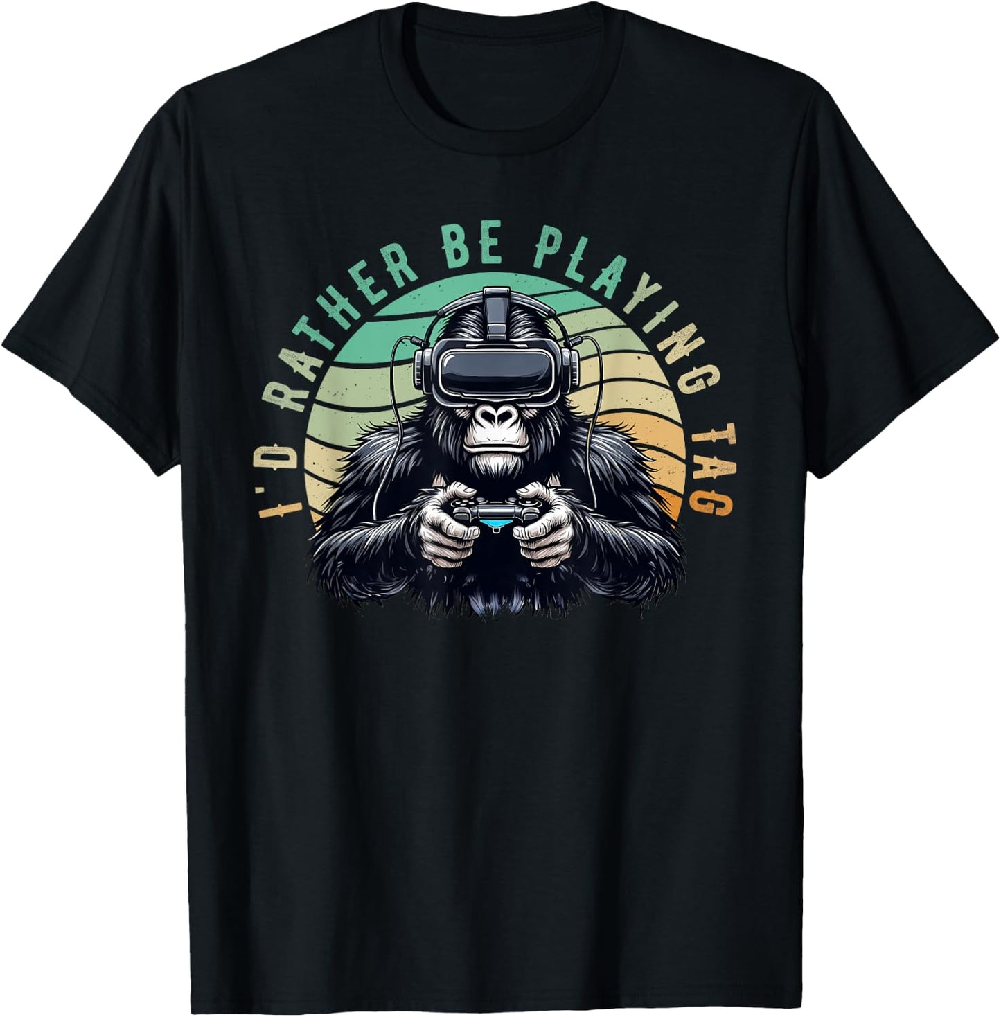 I'd Rather Be Playing Tag Monke Tag VR Monke Gamer T-Shirt - T-Shirt | Black