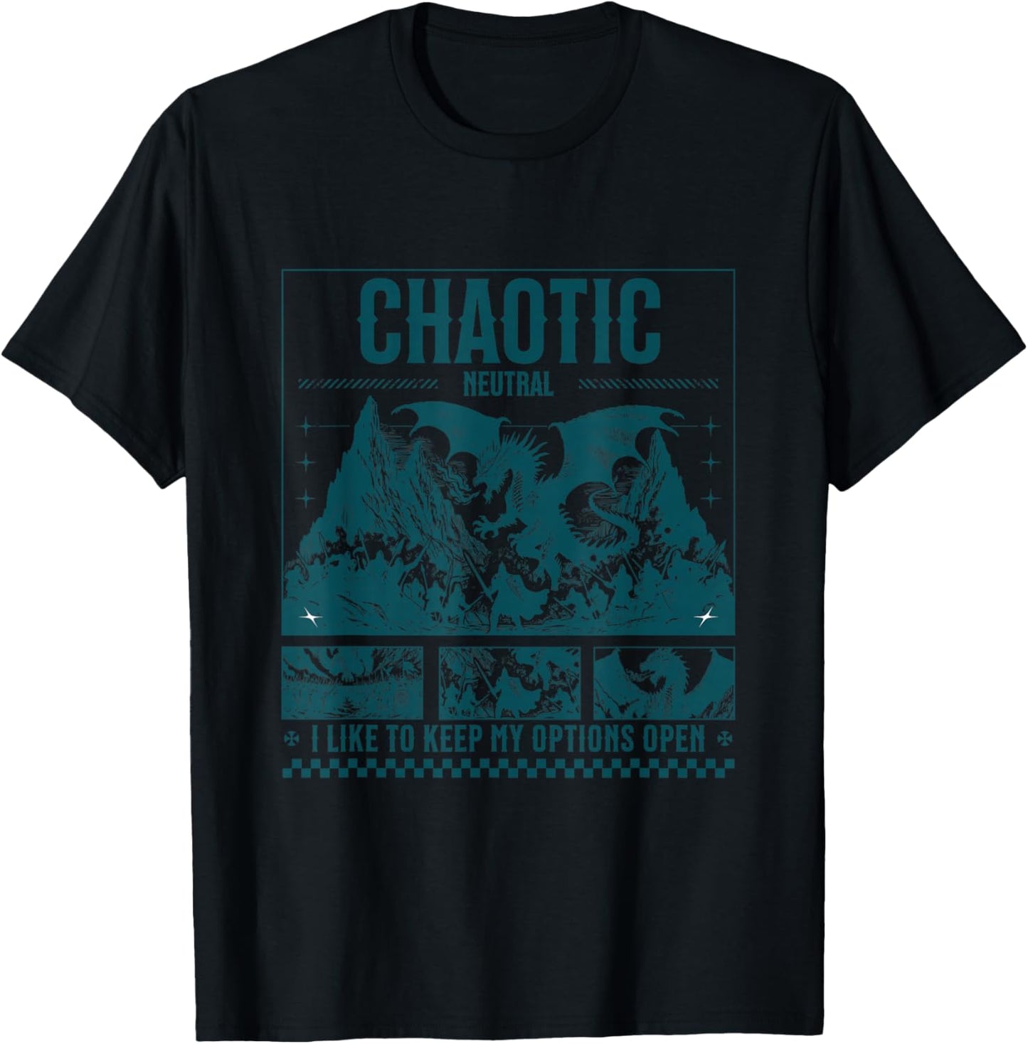 Chaotic Neutral Alignment Funny Roleplaying Character T-Shirt - T-Shirt | Black