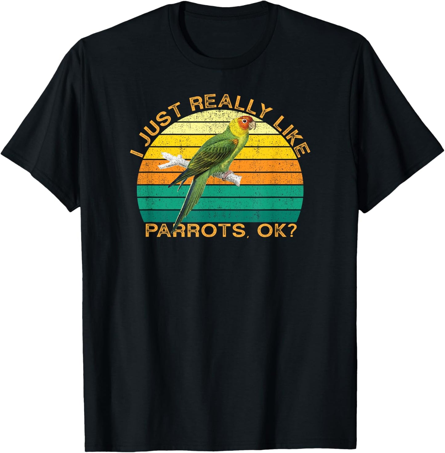 Parrot Funny Animal Quote With Vintage Shape Design T-Shirt - T-Shirt | Black