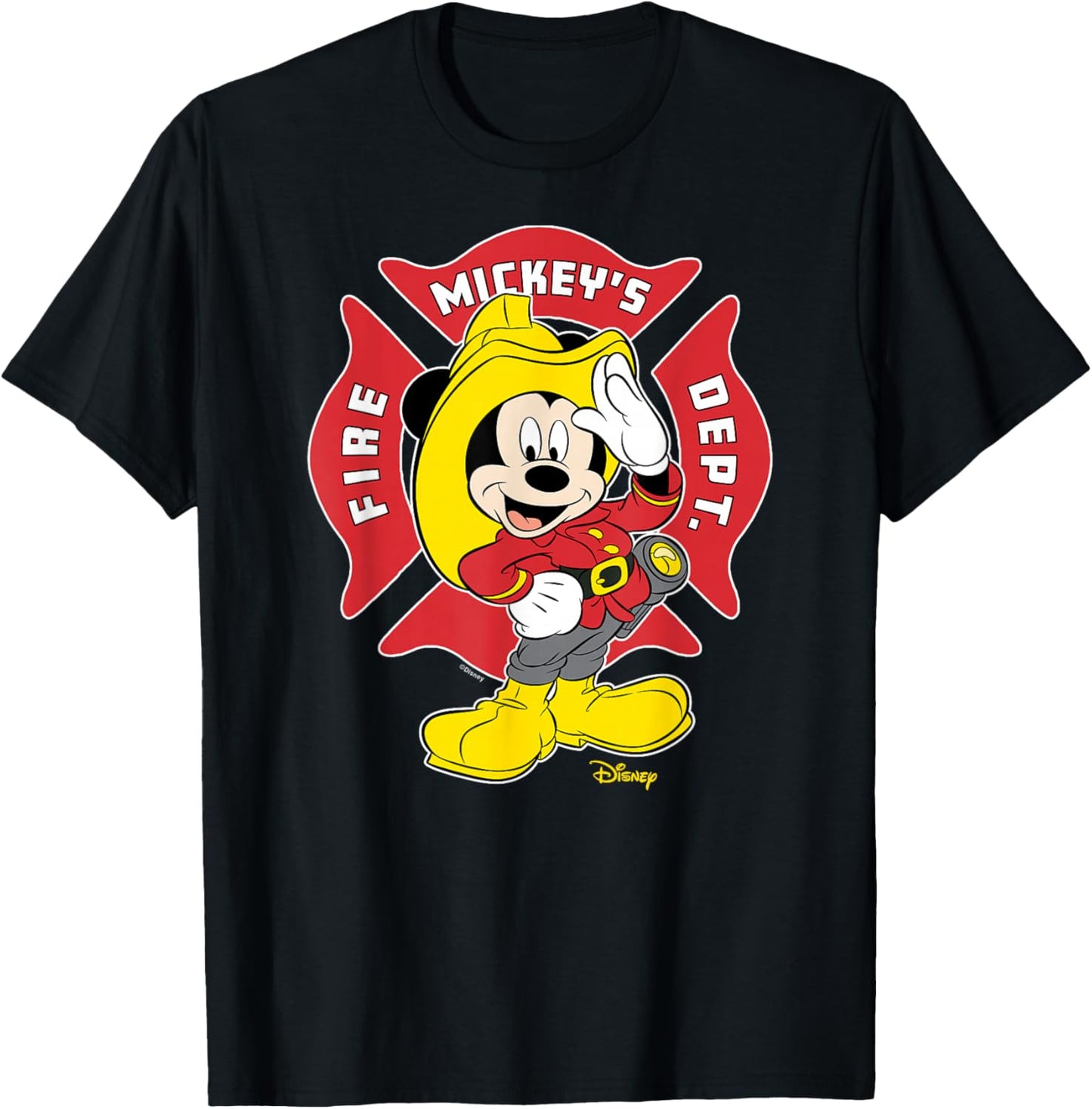 Mickey Mouse - Fire Department Career Badge T-Shirt - T-Shirt | Black