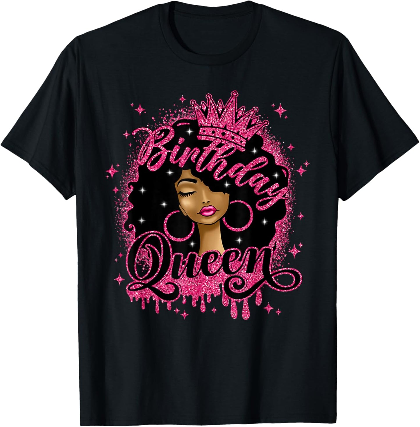 Birthday Queen Cute Curly Afro Black Women It's My Birthday T-Shirt - T-Shirt | Black