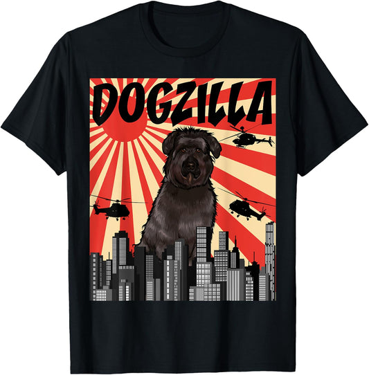 Funny Retro Japanese Dogzilla Bouvier des Flandres T-Shirt - T-Shirt | Black