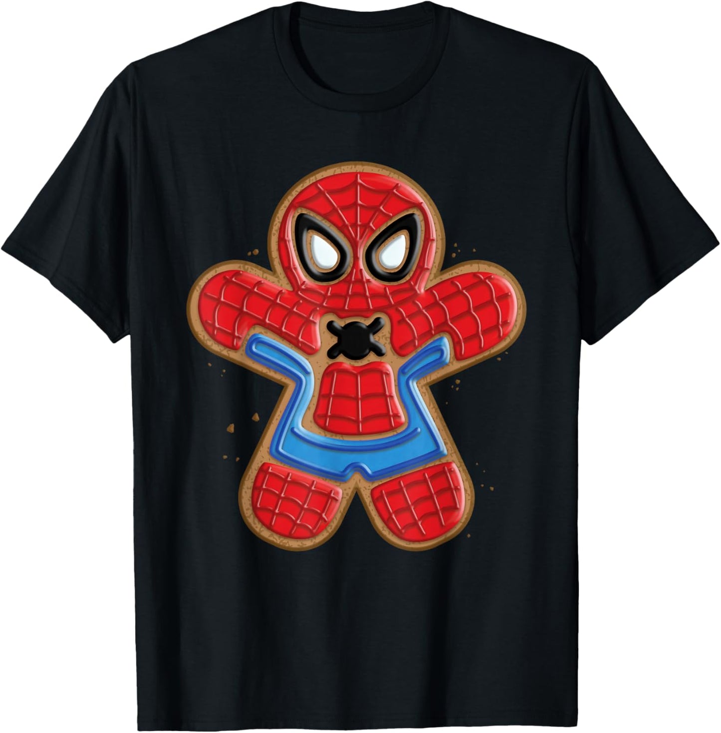 Marvel Spider-Man Holiday Christmas Gingerbread Man Cookie T-Shirt - T-Shirt | Black