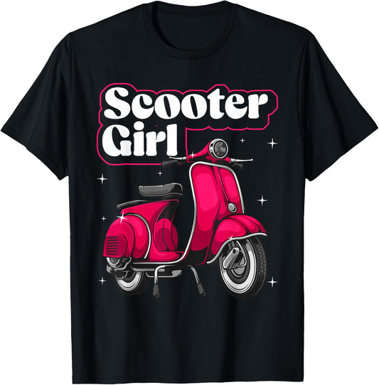 Funny Scooter Girl Art Kids Scooter Life Lover T-Shirt - T-Shirt | Black