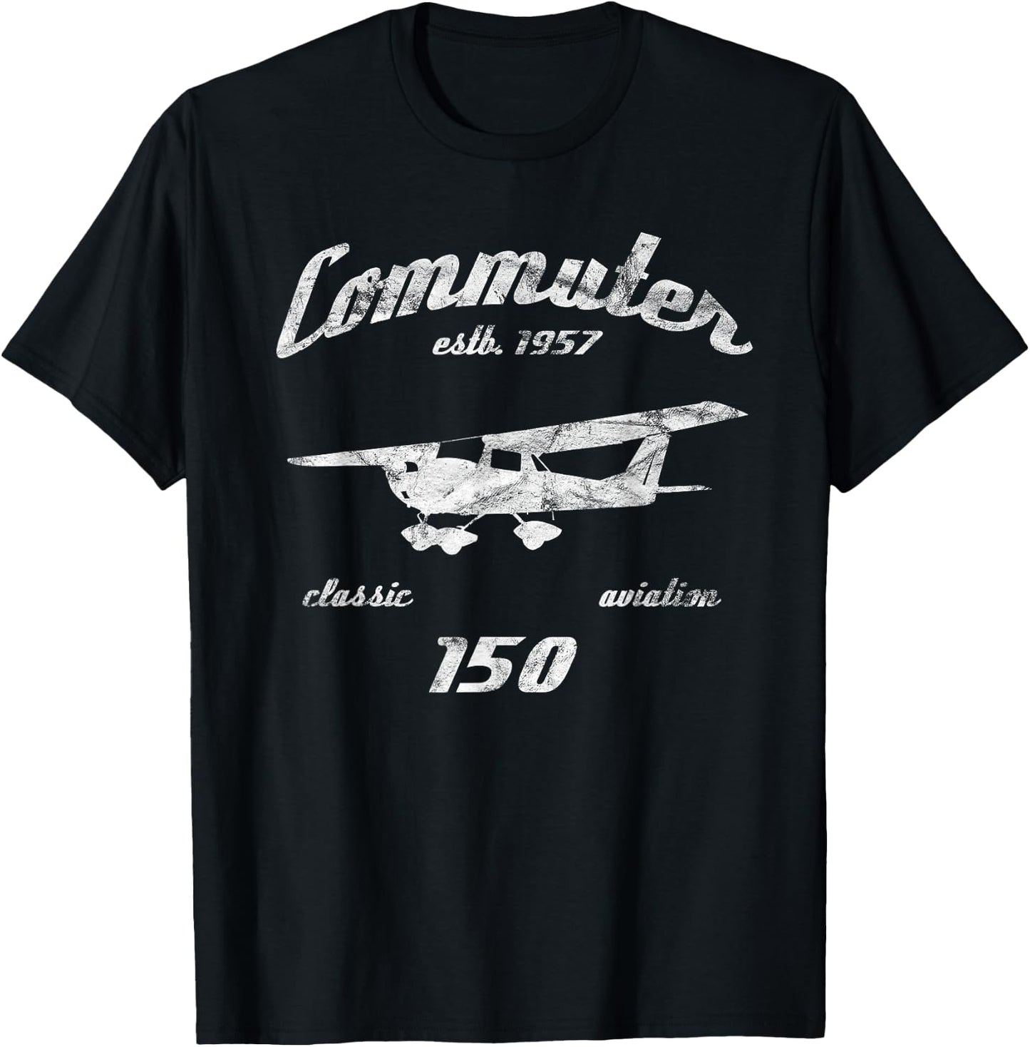 C150 Commuter Airplane C-150 Classic Aviation Vintage Pilot T-Shirt - T-Shirt | Black