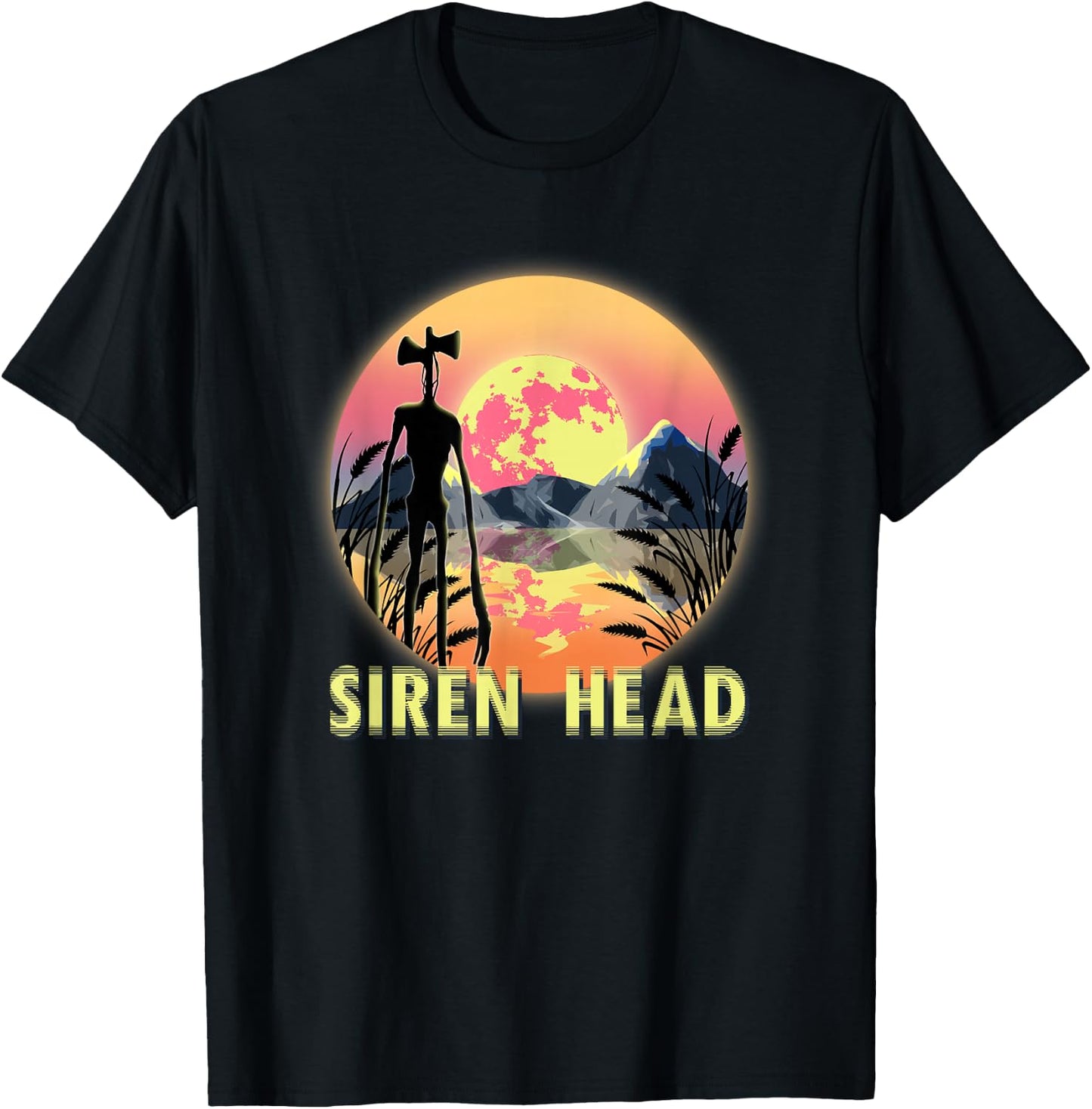Cryptid Full Moon and Siren Head T-Shirt - T-Shirt | Black