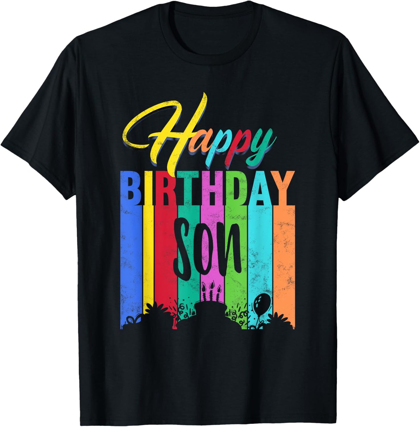 Happy Birthday Son Personalized Name Gift Custom B-day T-Shirt - T-Shirt | Black