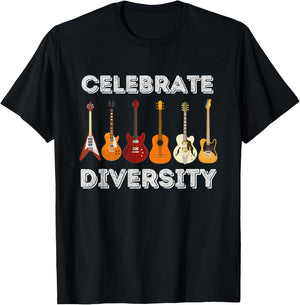 Celebrate Diversity - Funny Guitar Lover & Guitarist Gift Small T-Shirt - T-Shirt | Black
