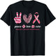 Peace Love Cure Pink Ribbon Breast Cancer Awareness T-Shirt - T-Shirt | Black